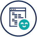 Smiley face icon with a checkmark