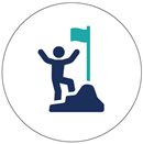 Icon of a person reaching their goal