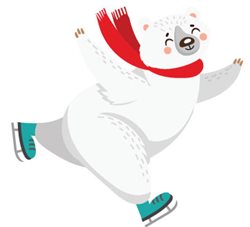 A cute polar bear going ice skating